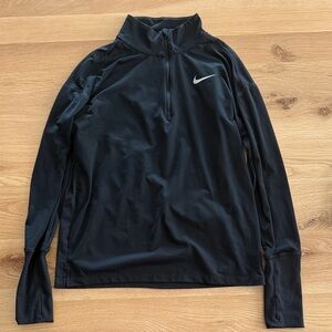 Nike Black Quarter-Zip Performance Top with White Swoosh